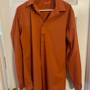 Egara slim fit long sleeve button down orange shirt